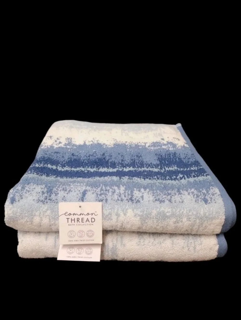8pc Max Studio Cotton Bath Hand Washcloth Towel Set Blue White Ombre NEW